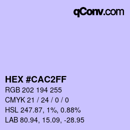颜色代码: HEX #CAC2FF | qconv.com
