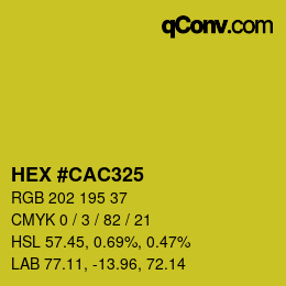 カラーコード: HEX #CAC325 | qconv.com