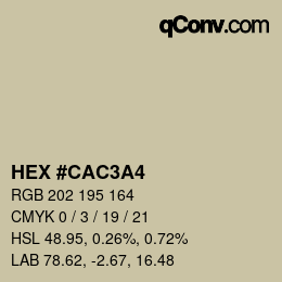 カラーコード: HEX #CAC3A4 | qconv.com