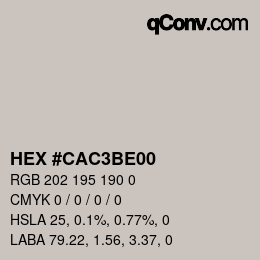 Farbcode: HEX #CAC3BE00 | qconv.com