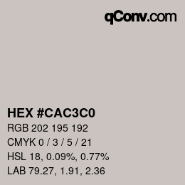 Color code: HEX #CAC3C0 | qconv.com