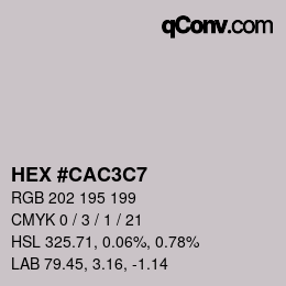 カラーコード: HEX #CAC3C7 | qconv.com