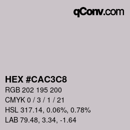 Color code: HEX #CAC3C8 | qconv.com