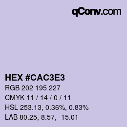 Color code: HEX #CAC3E3 | qconv.com