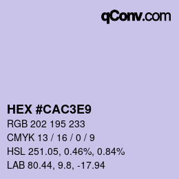 Color code: HEX #CAC3E9 | qconv.com