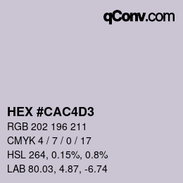 カラーコード: HEX #CAC4D3 | qconv.com