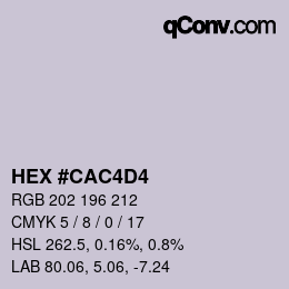 颜色代码: HEX #CAC4D4 | qconv.com
