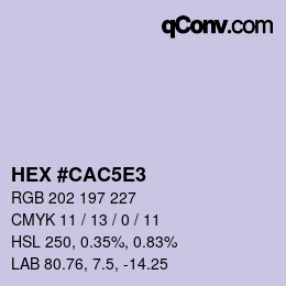 Farbcode: HEX #CAC5E3 | qconv.com