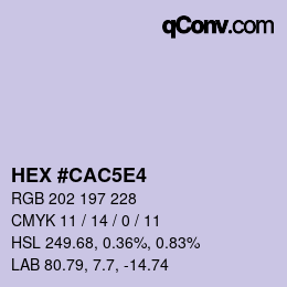 颜色代码: HEX #CAC5E4 | qconv.com