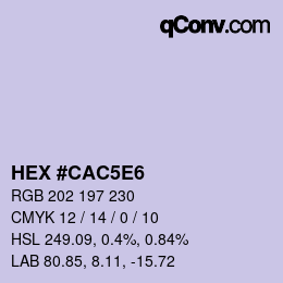 Color code: HEX #CAC5E6 | qconv.com