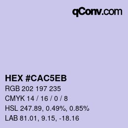 颜色代码: HEX #CAC5EB | qconv.com