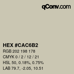 カラーコード: HEX #CAC6B2 | qconv.com