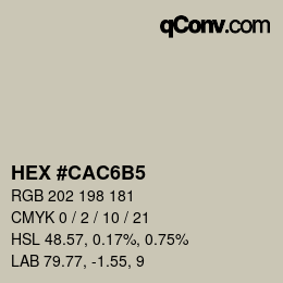 Color code: HEX #CAC6B5 | qconv.com