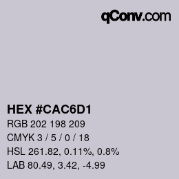 Color code: HEX #CAC6D1 | qconv.com