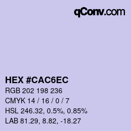 Color code: HEX #CAC6EC | qconv.com