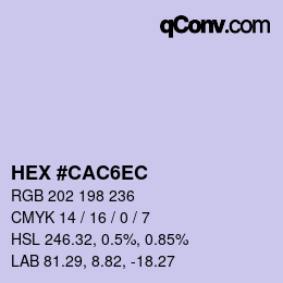 Color code: HEX #CAC6EC | qconv.com