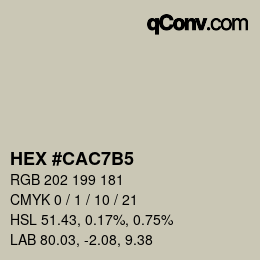 Color code: HEX #CAC7B5 | qconv.com