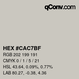 Color code: HEX #CAC7BF | qconv.com