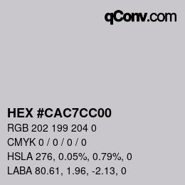 Color code: HEX #CAC7CC00 | qconv.com