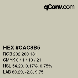 Code couleur: HEX #CAC8B5 | qconv.com