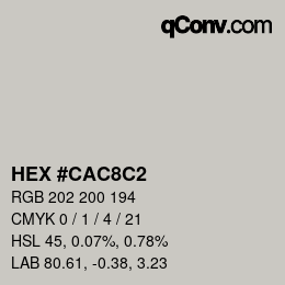 Color code: HEX #CAC8C2 | qconv.com