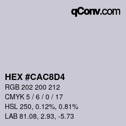 カラーコード: HEX #CAC8D4 | qconv.com