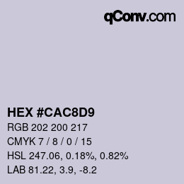 Color code: HEX #CAC8D9 | qconv.com