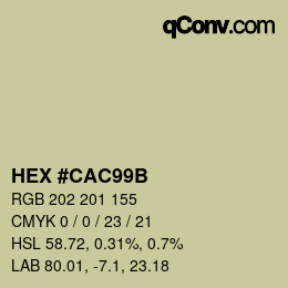 颜色代码: HEX #CAC99B | qconv.com
