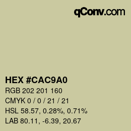 Color code: HEX #CAC9A0 | qconv.com