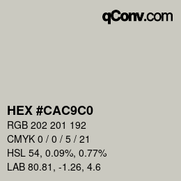 Color code: HEX #CAC9C0 | qconv.com