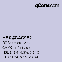 Color code: HEX #CAC9E2 | qconv.com