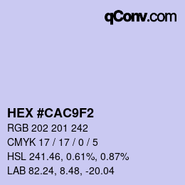 Color code: HEX #CAC9F2 | qconv.com