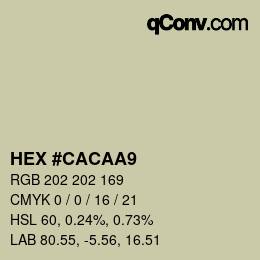 Color code: HEX #CACAA9 | qconv.com