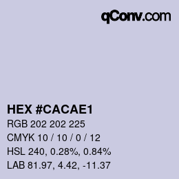 Color code: HEX #CACAE1 | qconv.com