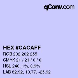 颜色代码: HEX #CACAFF | qconv.com