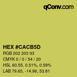 颜色代码: HEX #CACB5D | qconv.com