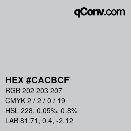 Farbcode: HEX #CACBCF | qconv.com