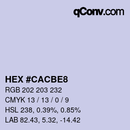颜色代码: HEX #CACBE8 | qconv.com