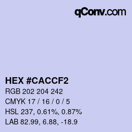 Color code: HEX #CACCF2 | qconv.com