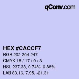 Color code: HEX #CACCF7 | qconv.com