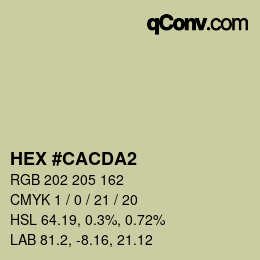 カラーコード: HEX #CACDA2 | qconv.com