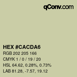 カラーコード: HEX #CACDA6 | qconv.com