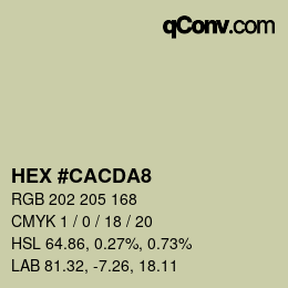 Farbcode: HEX #CACDA8 | qconv.com