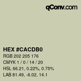 Color code: HEX #CACDB0 | qconv.com