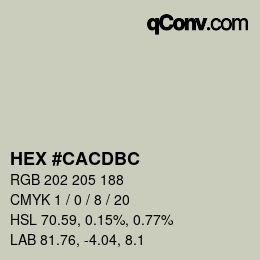 Farbcode: HEX #CACDBC | qconv.com