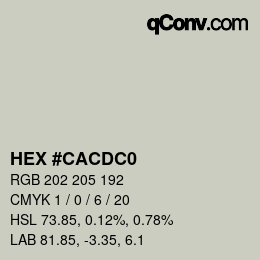 Color code: HEX #CACDC0 | qconv.com