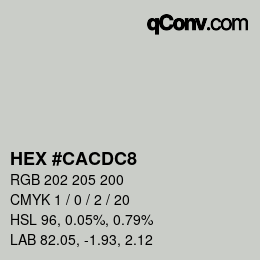 Código de color: HEX #CACDC8 | qconv.com