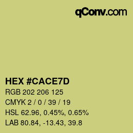 カラーコード: HEX #CACE7D | qconv.com