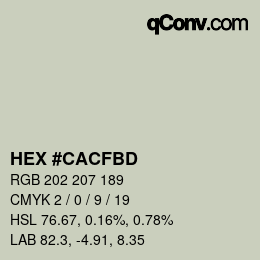 Color code: HEX #CACFBD | qconv.com