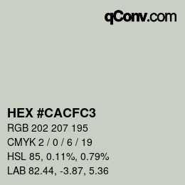 カラーコード: HEX #CACFC3 | qconv.com